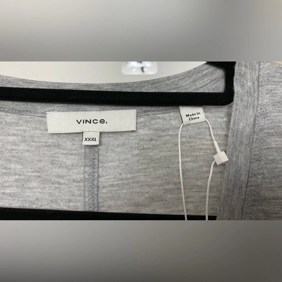 NWT Vince Dropped Shoulder V Neck Jersey Top Gray Size XXXL - Picture 6 of 8